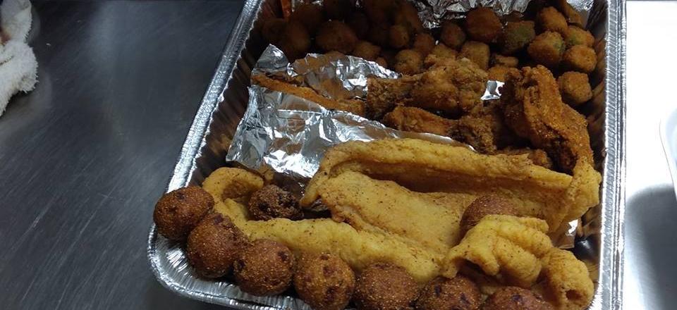 fried fish and hush puppies